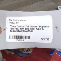 Thick Cotton Tall Socks "Puppers" *gc/fair, mnr pills, hair, rubs & faded

