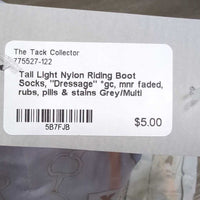 Tall Light Nylon Riding Boot Socks, "Dressage" *gc, mnr faded, rubs, pills & stains
