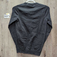 LS V Neck Sweater, "Spruce Meadows" *gc, pills, hair, faded, rubs
