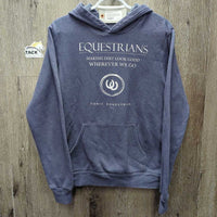 Sweatshirt Hoodie "Equestrians, Making Dirt Look Good" *gc, pills, rubs, faded, cracking text, clumpy lining
