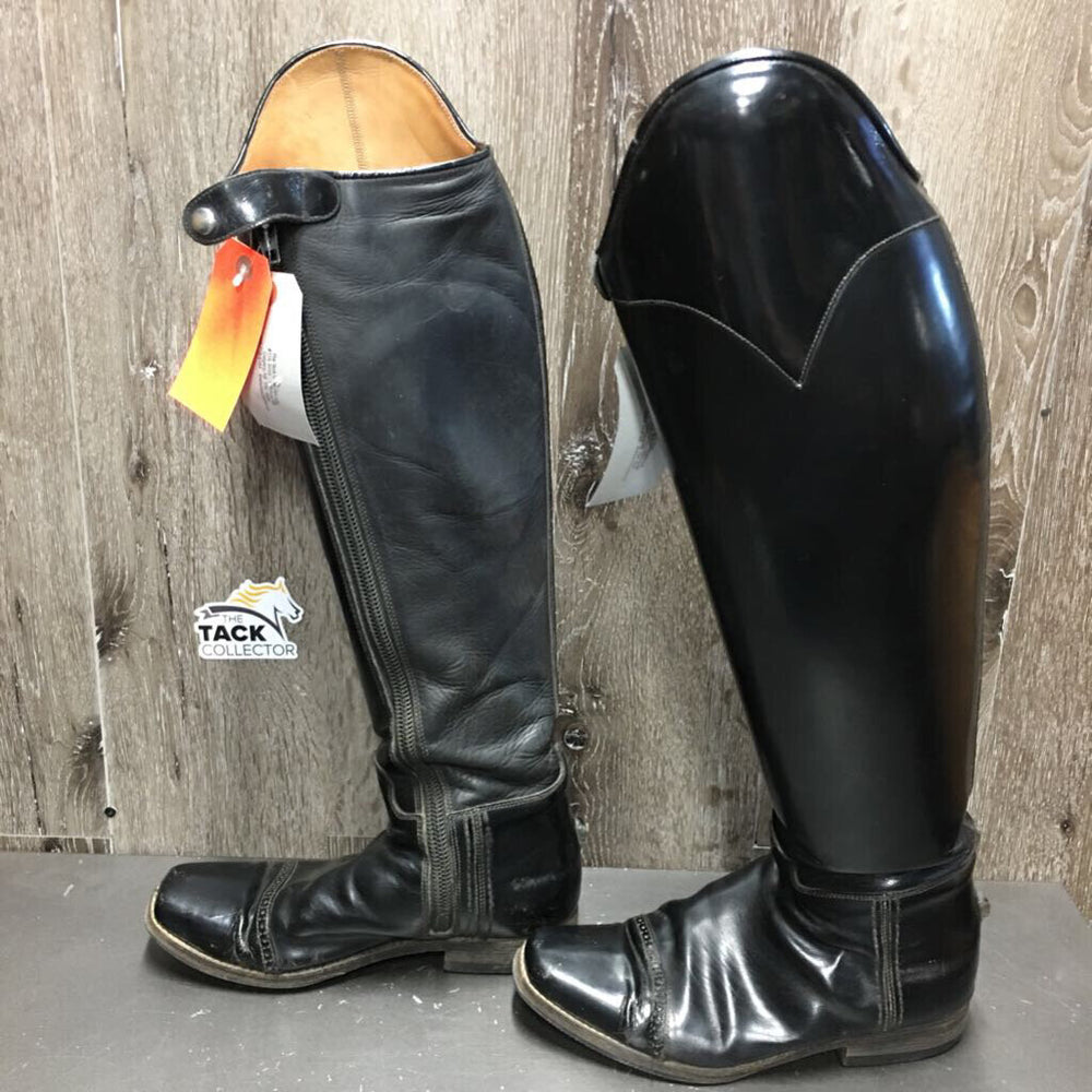 Dressage Boots, Zips *gc, clean, mnr rubs, crackles, scrapes, scratches & threads, loose toe sole