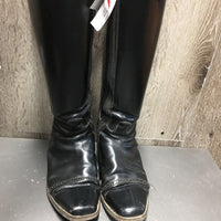 Dressage Boots, Zips *gc, clean, mnr rubs, crackles, scrapes, scratches & threads, loose toe sole
