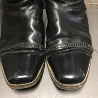 Dressage Boots, Zips *gc, clean, mnr rubs, crackles, scrapes, scratches & threads, loose toe sole
