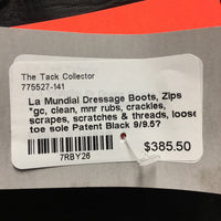 Dressage Boots, Zips *gc, clean, mnr rubs, crackles, scrapes, scratches & threads, loose toe sole