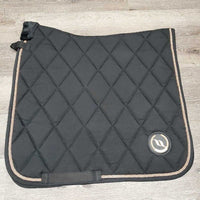 Quilt Dressage Saddle Pad, 1x piping, fleece pommel *vgc, clean, rubbed piping, mnr hair

