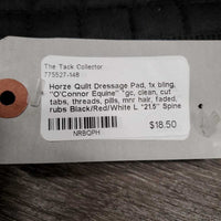 Quilt Dressage Pad, 1x bling, "O'Connor Equine" *gc, clean, cut tabs, threads, pills, mnr hair, faded, rubs
