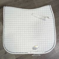 Quilt Dressage Saddle Pad, bling "O'Connor Eques" *gc, clean, dingy, stains, rubs, threads, pills
