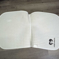 Quilt Dressage Saddle Pad, bling "O'Connor Eques" *gc, clean, dingy, stains, rubs, threads, pills
