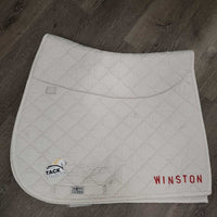 Fleece Lined Quilt Dressage Pad, "Winston" *gc, clean, cut tabs, pilly, clumpy, puckers, mnr rubs, hair, threads, stains, dingy
