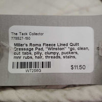 Fleece Lined Quilt Dressage Pad, "Winston" *gc, clean, cut tabs, pilly, clumpy, puckers, mnr rubs, hair, threads, stains, dingy
