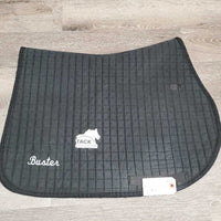 Quilt Jumper Pad, "Buster, Country Hills Eq." *gc/fair, clean, faded, v. pilly, hairy, mnr rubs, threads, puckers, fray, cut tabs
