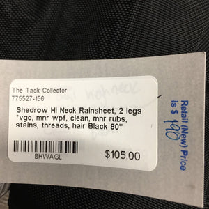 Hi Neck Rainsheet, 2 legs *vgc, mnr wpf, clean, mnr rubs, stains, threads, hair