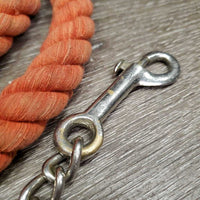 Thick Cotton Lead Rope, 20" Nose Chain *gc, faded, mnr dirt, stain, rubs & frays
