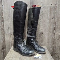 Pull On Field Boots, 1 aftermarket zipper, 2x red forms *gc/fair, dirt, rubs, older, v.scraped, creases & thin spots
