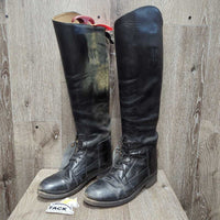Pull On Field Boots, 1 aftermarket zipper, 2x red forms *gc/fair, dirt, rubs, older, v.scraped, creases & thin spots
