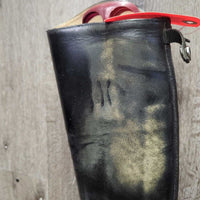 Pull On Field Boots, 1 aftermarket zipper, 2x red forms *gc/fair, dirt, rubs, older, v.scraped, creases & thin spots
