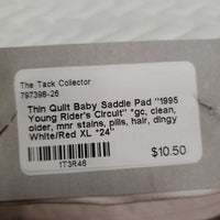Thin Quilt Baby Saddle Pad "1995 Young Rider's Circuit" *gc, clean, older, mnr stains, pills, hair, dingy
