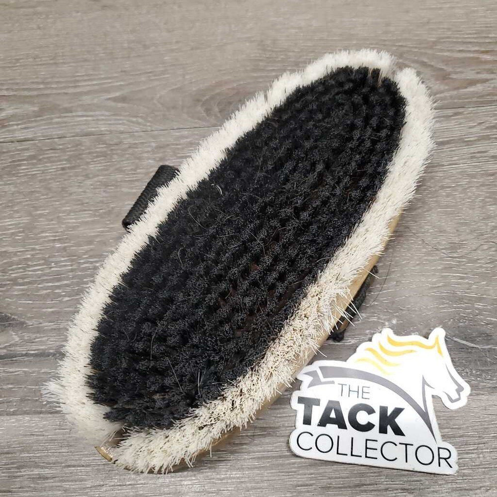 Short Bristle Body Brush, handle *gc/fair, clean, missing bristles, cracked, mnr hair, edge rubs & scrapes