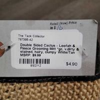 Double Sided Cactus - Loofah & Fleece Grooming Mitt *gc, v.dirty & stained, hairy, clumpy
