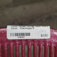 4" Wide Tooth Plastic Mane Comb, handle *xc/vgc, clean, stains
