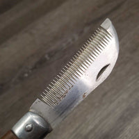 Folding Mane Thinning Comb, wood handle *vgc, mnr dirt, stiff
