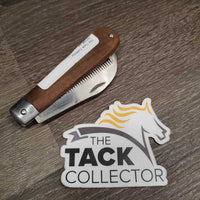 Folding Mane Thinning Comb, wood handle *vgc, mnr dirt, stiff
