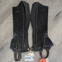 Pr Suede Half Chaps *gc, rubs, fading, loose stitching & dirt, curled/folded inner seams
