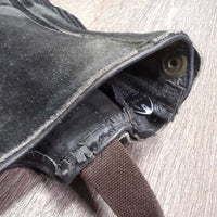 Pr Suede Half Chaps *gc, rubs, fading, loose stitching & dirt, curled/folded inner seams
