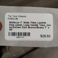 1" Wide Thick Leather Dog Leash, Loop handle *new, mnr scratches
