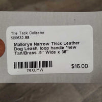 Narrow Thick Leather Dog Leash, loop handle *new
