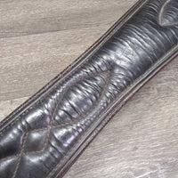 FS Thick Padded Leather Girth, 2x els *gc, clean, creases, stiff, stains, mnr rubs, hairy seams, rubs & frayed elastic edges
