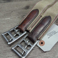 FS Thick Padded Leather Girth, 2x els *gc, clean, creases, stiff, stains, mnr rubs, hairy seams, rubs & frayed elastic edges

