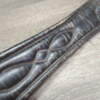 FS Thick Padded Leather Girth, 2x els *gc, clean, creases, stiff, stains, mnr rubs, hairy seams, rubs & frayed elastic edges
