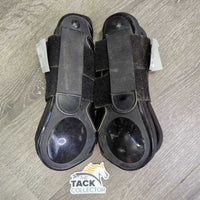 Open Front Boots, velcro *gc, dirt, rubs, scrapes, faded, scratches, hair
