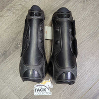 Open Front Boots, velcro *gc, dirt, rubs, scrapes, faded, scratches, hair
