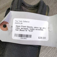 Open Front Boots, velcro *gc, dirt, rubs, scrapes, faded, scratches, hair
