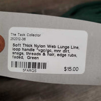 Soft Thick Nylon Web Lunge Line, loop handle *vgc/gc, mnr dirt, snags, threads & hair, edge rubs, faded
