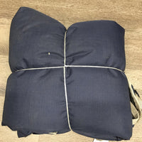 Lt Winter Blanket, 2 leg *vgc, v. mnr wpf, dirt, film, stains, threads, faded, rust, missing snap