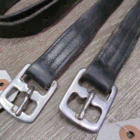 Soft Thick Stirrup Leathers *gc, mnr dents, bent, pulled stitching, rubs, fading & scraped edges
