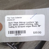 Soft Thick Stirrup Leathers *gc, mnr dents, bent, pulled stitching, rubs, fading & scraped edges
