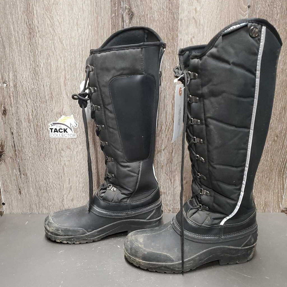 Tall Winter Riding Boots, laces, Zips *vgc, mnr dirt, residue & hair