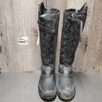 Tall Winter Riding Boots, laces, Zips *vgc, mnr dirt, residue & hair

