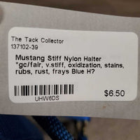 Stiff Nylon Halter *gc/fair, v.stiff, oxidization, stains, rubs, rust, frays
