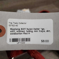 Stiff Nylon Halter *gc, stiff, stained, fading, mnr frays, dirt, oxidization

