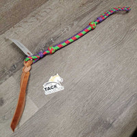 Braided Nylon Rope Over & Under Whip, Hvy Leather Flapper Ends *like new
