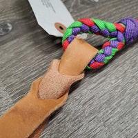 Braided Nylon Rope Over & Under Whip, Hvy Leather Flapper Ends *like new
