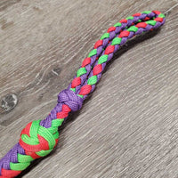 Braided Nylon Rope Over & Under Whip, Hvy Leather Flapper Ends *like new
