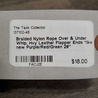 Braided Nylon Rope Over & Under Whip, Hvy Leather Flapper Ends *like new
