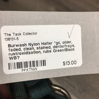 Nylon Halter *gc, older, faded, clean, stained, dents/frays, rust/oxidization, rubs
