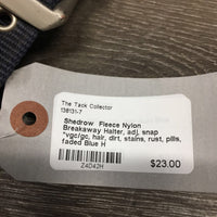 Fleece Nylon Breakaway Halter, adj, snap *vgc/gc, hair, dirt, stains, rust, pills, faded
